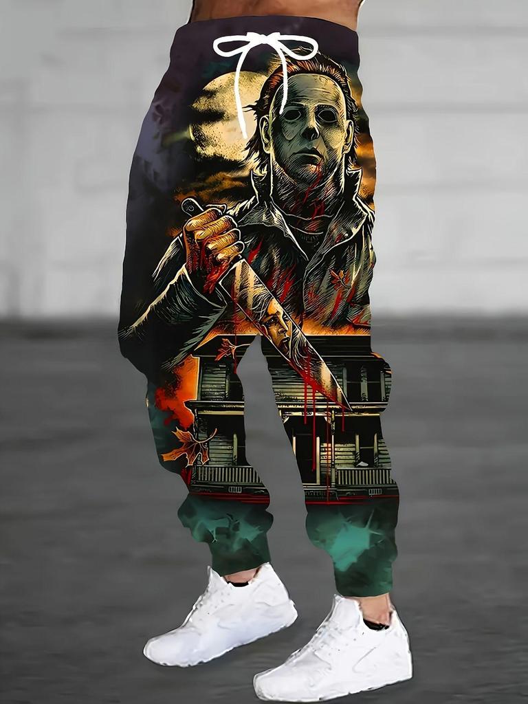 Мужские повседневные длинные спортивные штаны с 3D-принтом на осень 2025 года - Европейский и американский стиль