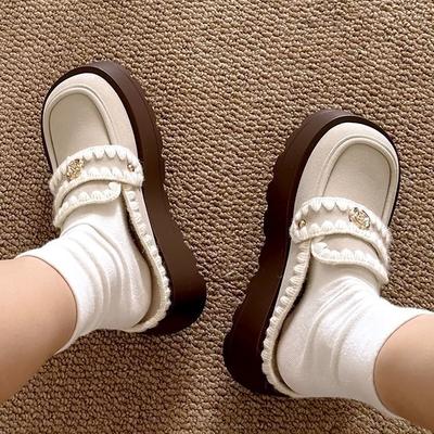 Универсальные ретро увеличивающие рост удобные маленькие кожаные туфли женские 2025 осень и зима новые британский стиль маффин толстая подошва сумка голова тапочки