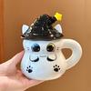 Halloween Magic Hat Cat Water Cup Ceramic Mug with Lid for Girl Girlfriend Birthday Gift Gift Box