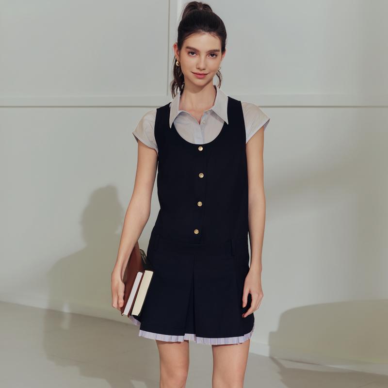 Tommy Hilfiger Деловое платье-жилет с плиссировкой и золотой пряжкой для женщин DW0DW22759