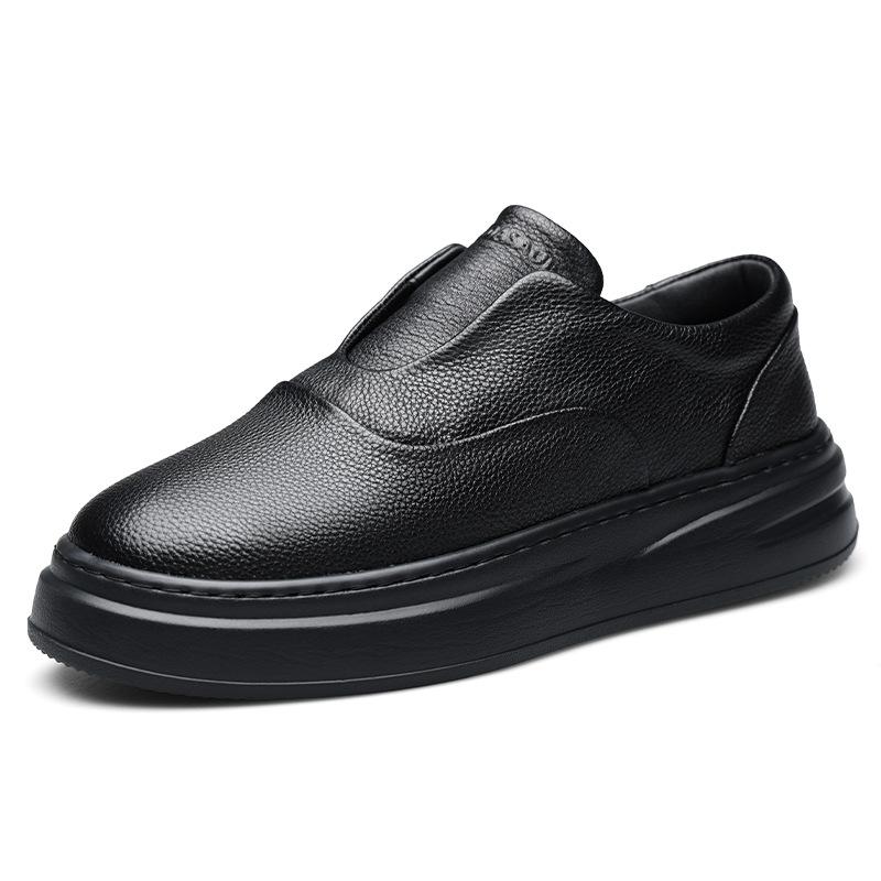 Повседневная мужская обувь на толстой подошве, увеличивающая рост, лоферы, простые туфли на мягкой подошве, белые кожаные дышащие трендовые туфли на доске