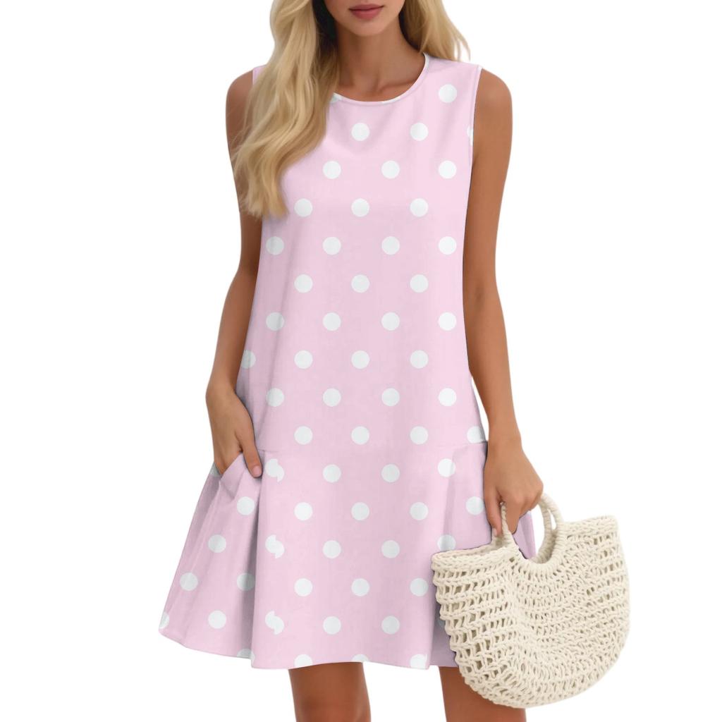 Женский повседневный модный дышащий жилет с круглым вырезом, цветочное праздничное платье с карманами