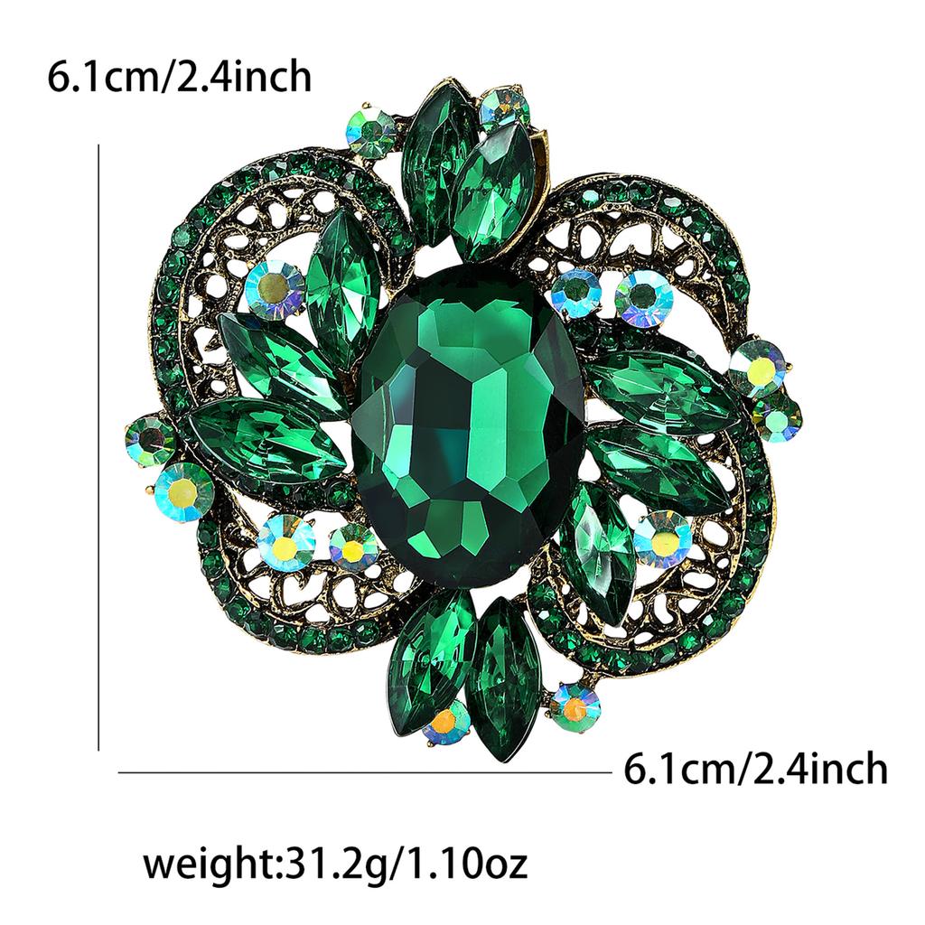 Fashion Personality Alloy Medium Glass Brooch Light Luxury Exaggerated Women'S Dress Coat Corsage Jewelry Pin