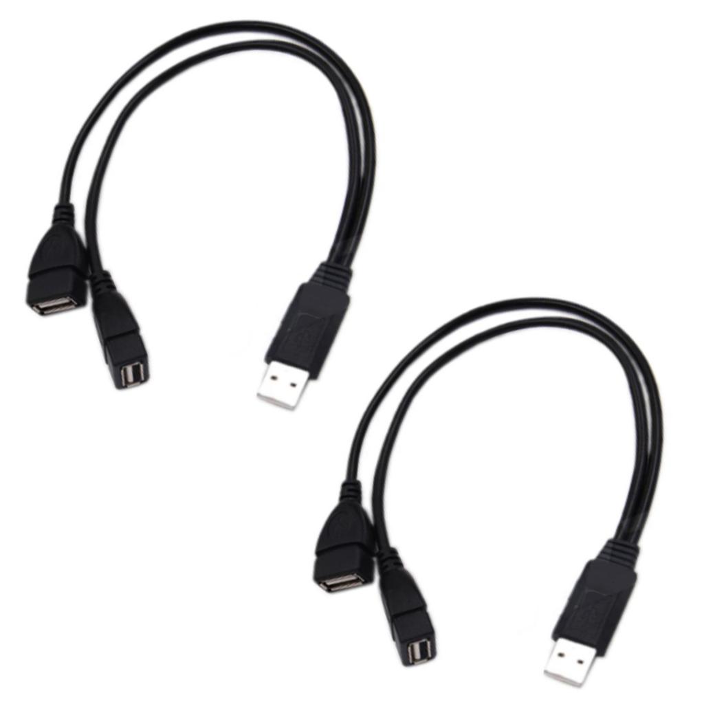 Dual USB Female Expansion Cable with USB A2.0 Male Connector Charging Data Cable for Simultaneous Charging