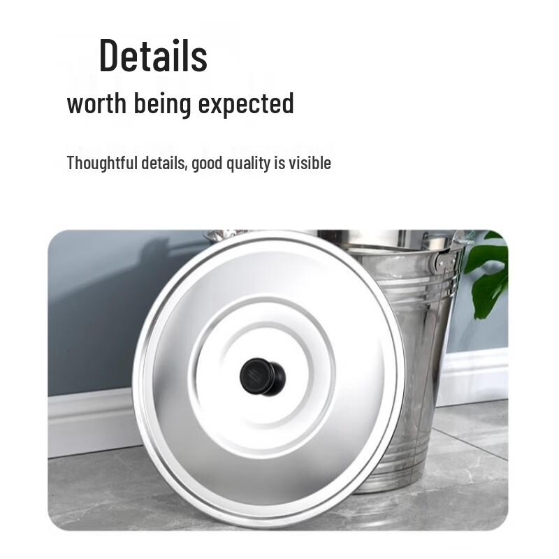 Ran Jin Chu 16L Extra Thick Stainless Steel Bucket with Lid