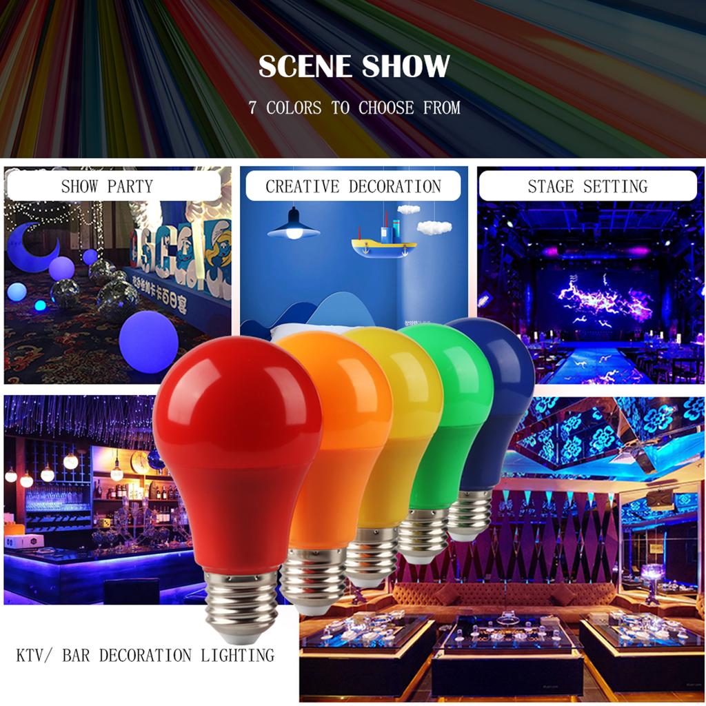 5/8pcs 8Color Festive Bar Atmosphere Color Bulb E27 AC100-240V Party Lighting