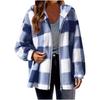 Women Fuzzy Fleece Jacket Long Sleeve Zip Up Jacket Oversized Fashion Plaid Print Hooded Sweatshirts Warm Plaid Coats