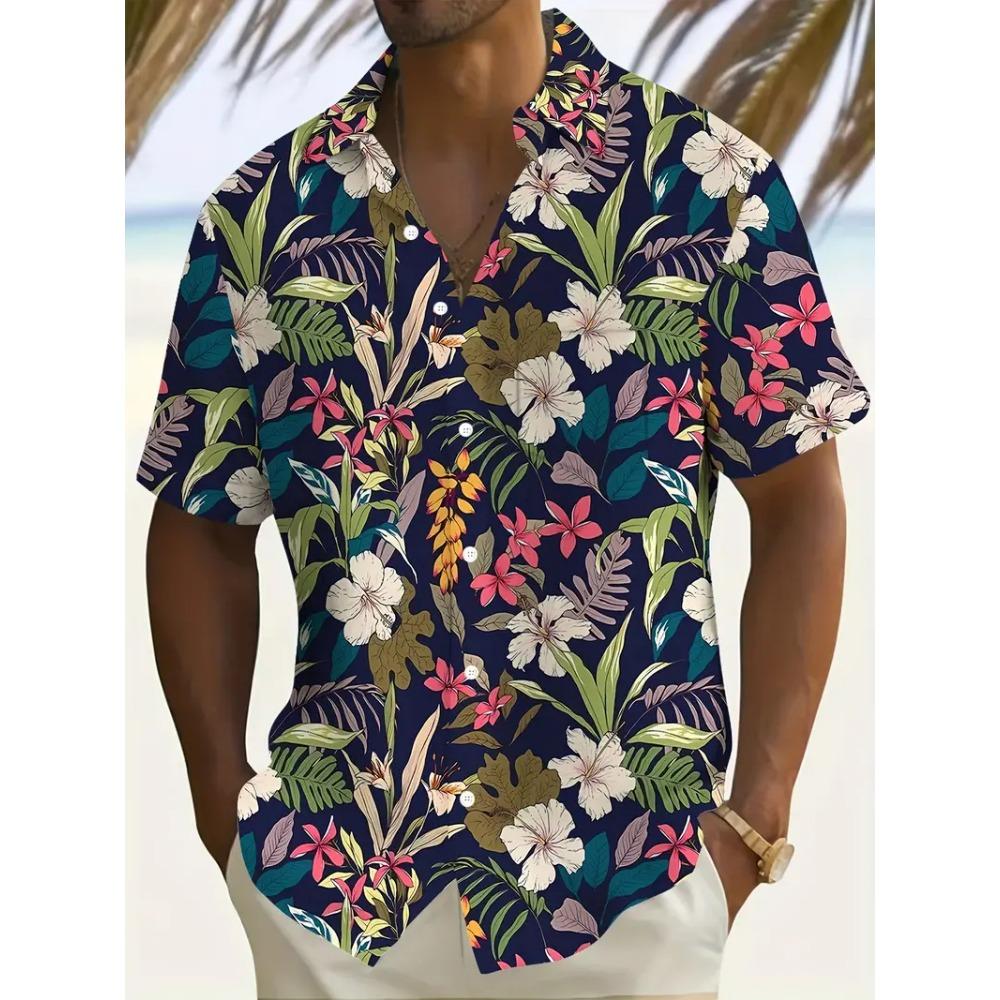 Мужская рубашка с коротким рукавом, летняя пляжная ветровая повседневная рубашка с принтом пейзажа 3D, свободная мужская одежда