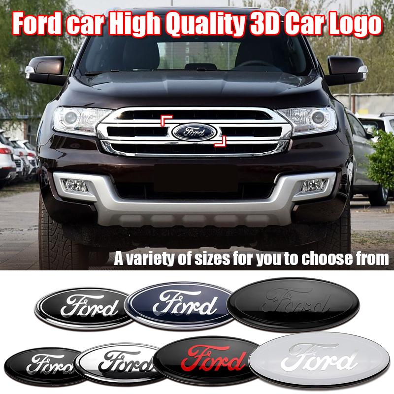 AJJ1 Ford Metal All Sizes Logo For Focus Mondeo Edge Ecosport Fiesta Fusion Rear Trunk Emblem Metal Cover Sticker Badge Classic Blue