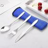 3Pcs Tableware Stainless Steel Cutlery Set Knife Fork And Spoon Dinnerware Case Travel Camping Accessories With Portable