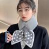 Soft Faux Fur Scarf Dots Knitted Splice Plush Cross Scarf Winter Warm Furry Fur Collar Cross Neck Sleeve Scarves For Women Girls
