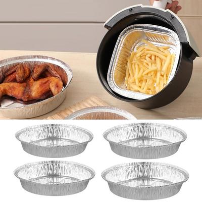 50 шт. Неприлипающие фольгированные формочки для флана Серебряная фольгированная пищевая емкость Портативный вкладыш для аэрофритюрницы Жарка