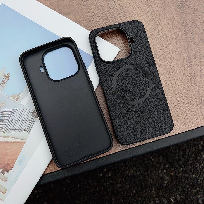 Деловой однотонный кожаный чехол с узором "лисички" для Xiaomi 17T Pro Max 15Ultra, тонкий, противоскользящий, ударопрочный, с поддержкой MagSafe, чехол Funda