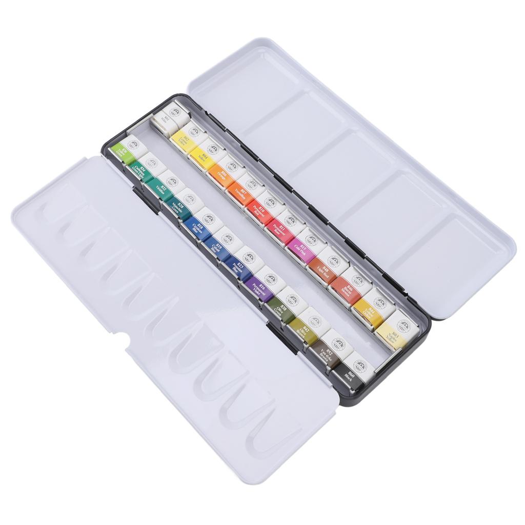 Watercolor Paint Set Portable Iron Box Solid Professional Watercolor Kit for Artists Students 24