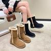 Fashion Winter Short Plush Mid-Calf Boots 2024 Hot Sale Ladies Shoes Slip-on Women's Boots Fashion Turned-over Edge Casual Boots Women