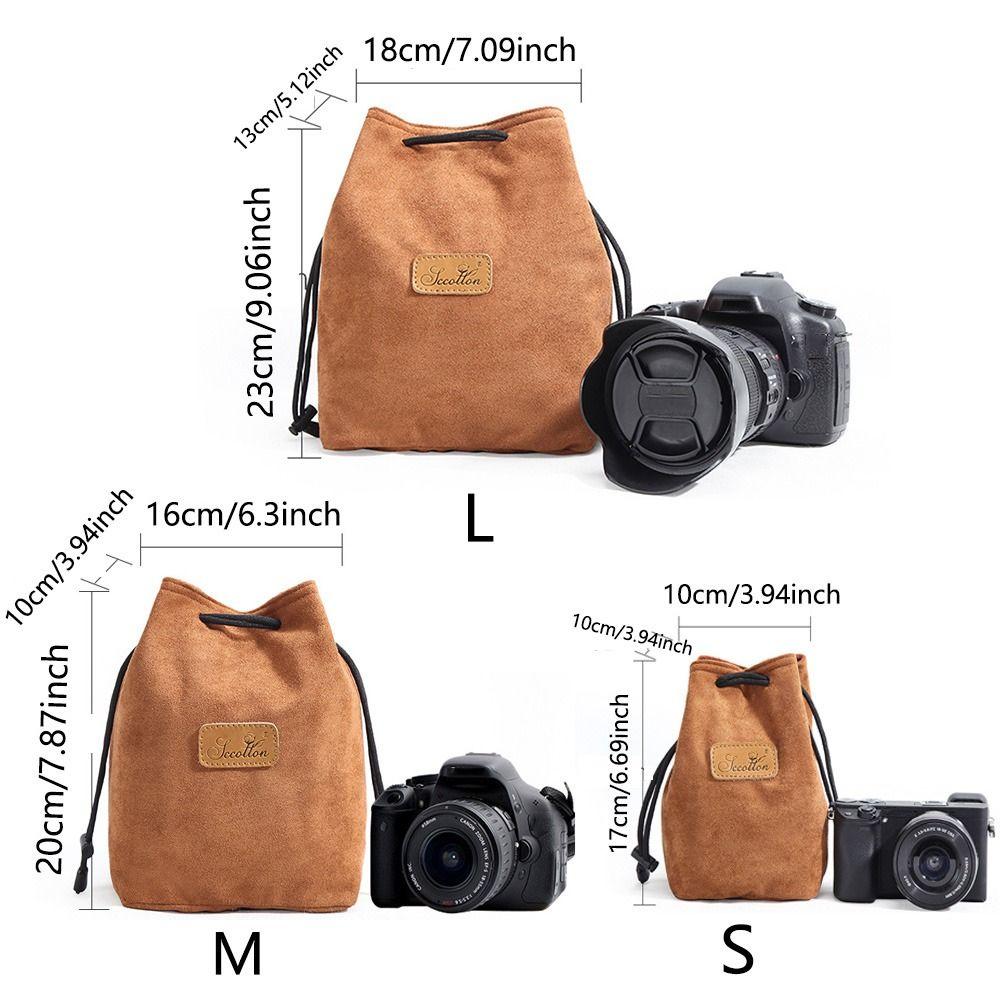 Portable Camera Storage Bag Soft Lens Protective Case Vintage Lens Pouch for Canon/Nikon Camera