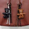 Bag Charm 1 Piece Leather Little Bear Woven Rope Backpack Pendant Decoration Fashion DIY Bag Charm Accessories Gift