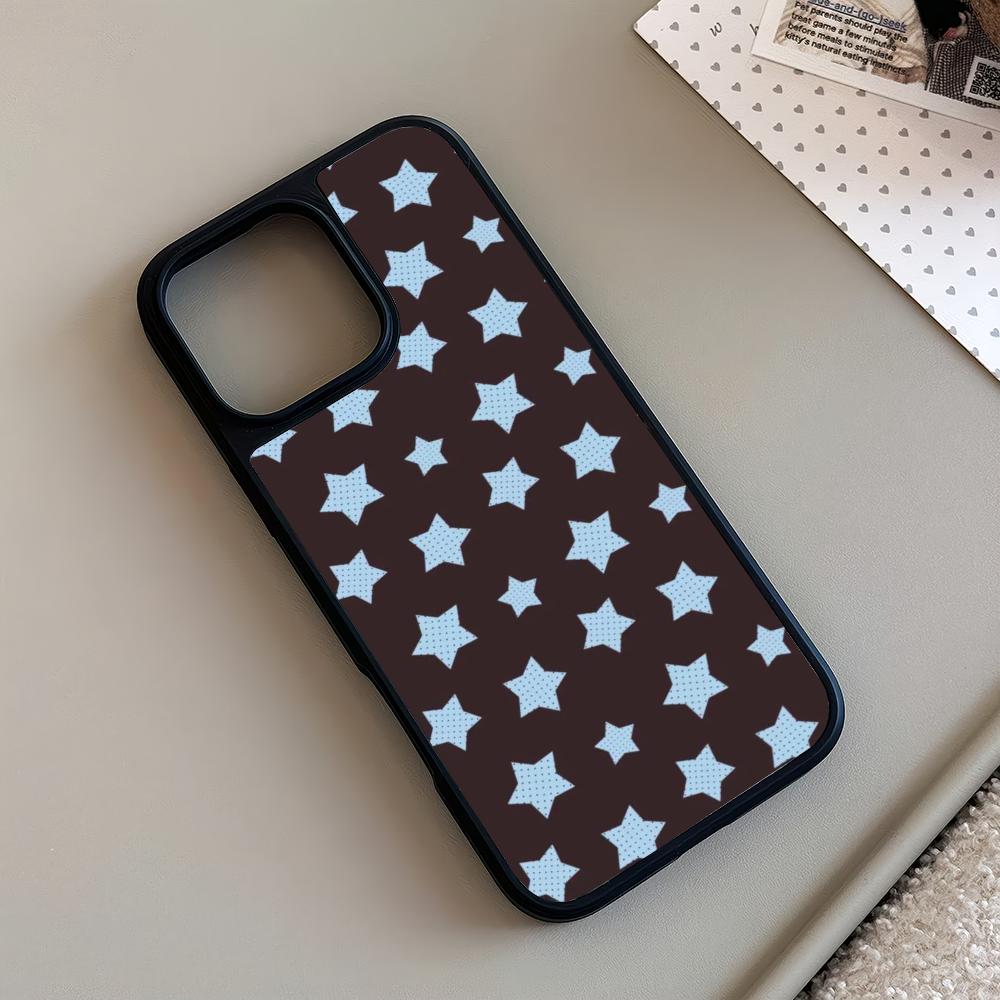 Стеклянный чехол для телефона с дизайном синей звезды, подходит для iPhone 17 16 15 14 13 12 11 Pro/Max/Plus, противоударная задняя крышка