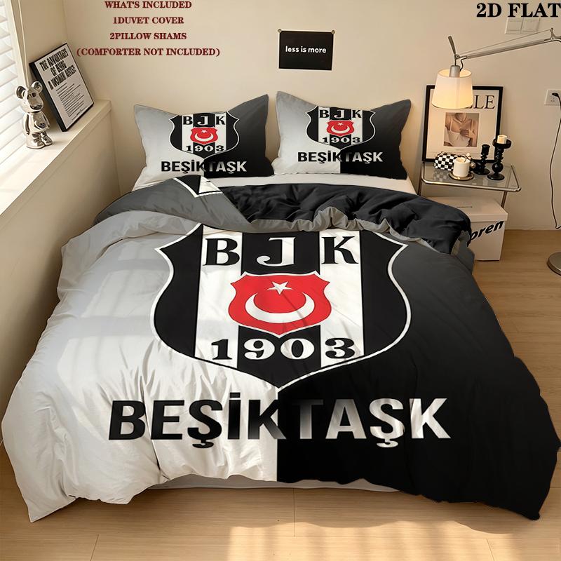 Besiktas J.K Pattern Bedding Home Decoration Birthday Gift ( 1 duvet cover + 2 pillowcase, without core),fan merchandise.