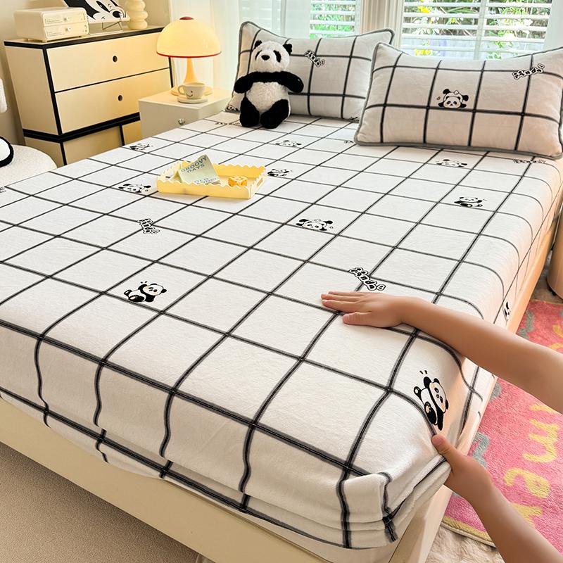 Bedspreads Milk Velvet Fitted Sheet Thick Flannel Warm Headboards All-Around Elastic Bed Cover Mattress Cover Double Bed Sheets