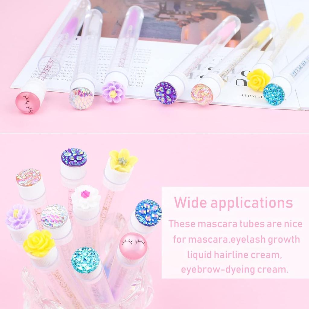 50Sets Mascara Wand Tube Diamond HeadMascara Brushes Eyelash Spoolies Brush Makeup ToolApplicator Eyelash Brush Tubes Makeup Brush