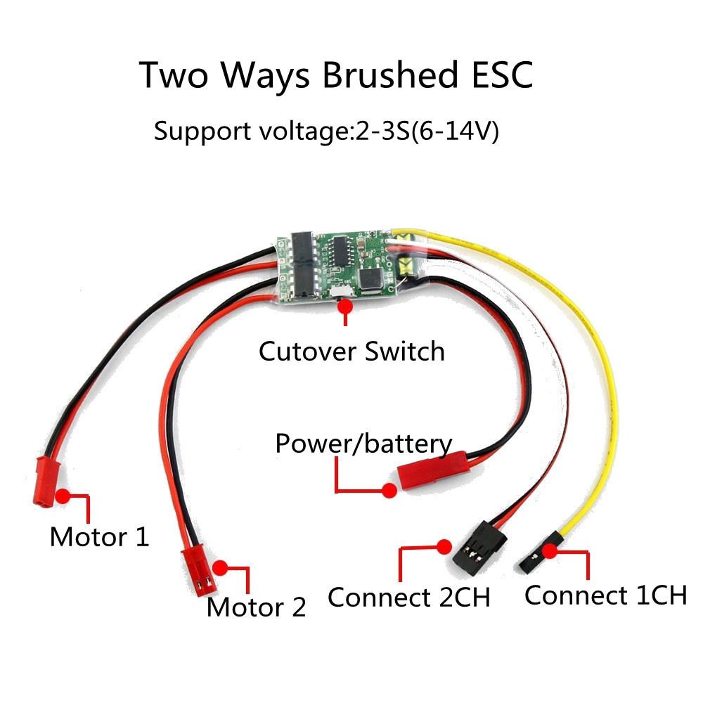 Brushed ESC Speed Controller 5A Dual Way 2-3S w/ BEC Mixed Control Bidirectional RC Cars Boats Tanks Vehicles Models Spare Parts