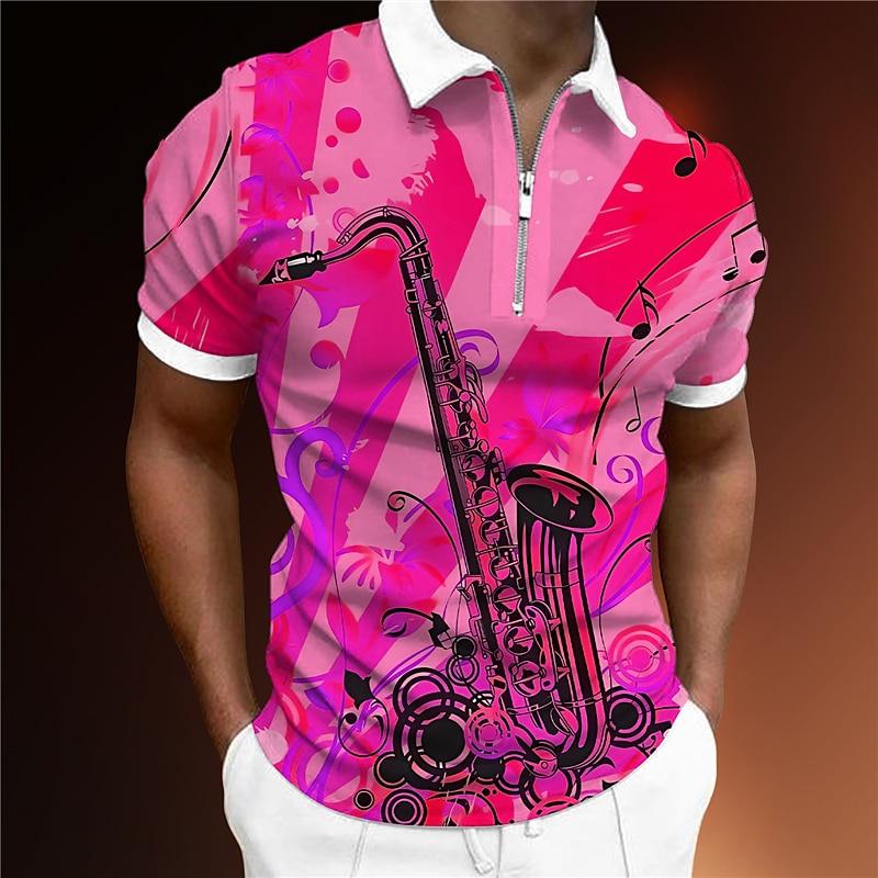 Мужская рубашка-поло, повседневная рубашка на молнии с коротким рукавом, модная повседневная рубашка на молнии на лето и весну, стандартная посадка, 3D синяя рубашка с принтом Lexus