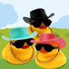 Cowboy Hat Yellow Duck with Sunglasses Cute Bath Toys for Kids Floating Pool Decor BPA-Free Car Dashboard Decoration