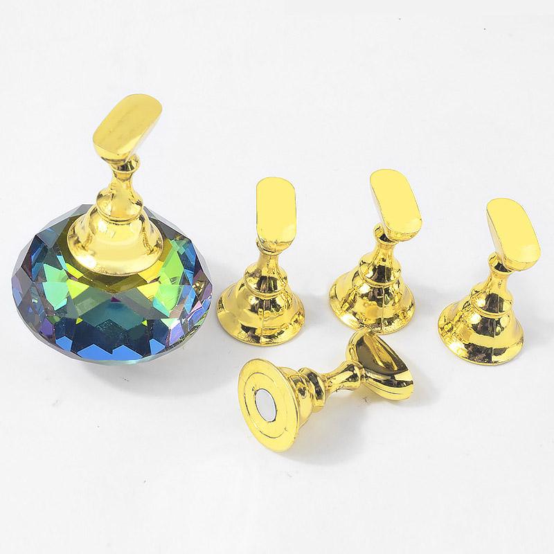 1Set Magnetic Nail Holder Practice Training Display Stand Acrylic Crystal Holders Alloy False Nail Tip Salon DIY Manicure Tools