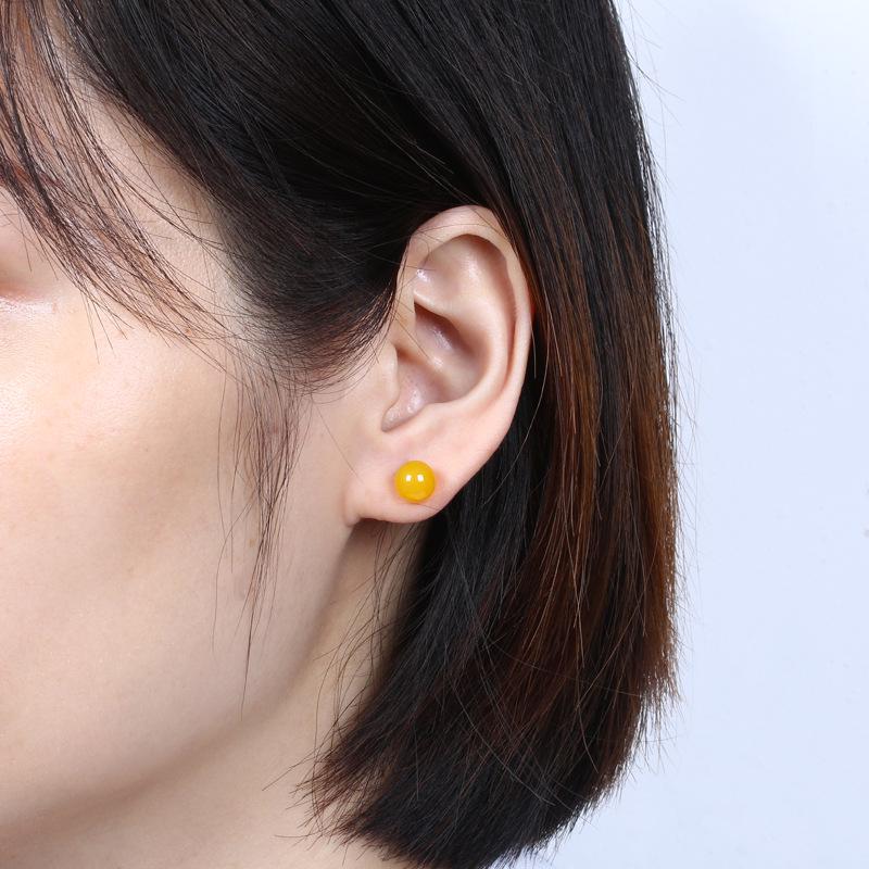 S925 Silver Agate Bead Dangle Earrings, Vintage Red & Green Chalcedony