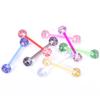 8Pcs/Set Colorful Glitters Acrylic Barbell Ball Tongue Rings Piercing Jewelry