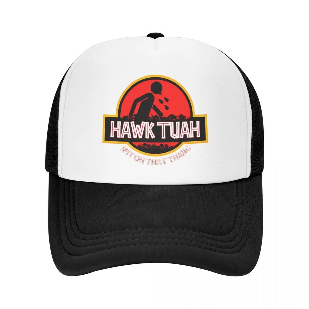 Adult FUNNY HAWK TUAH SPIT ON THAT THANG Trucker Caps Fashion Mesh Baseball Caps Hats Worker Cap Adjustable Sun Hats Summer
