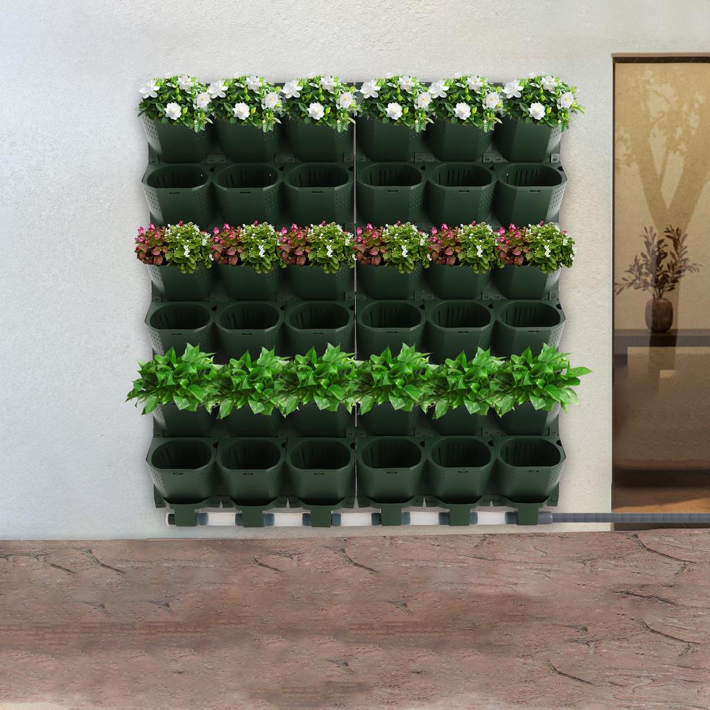 36-Hole Vertical Wall Mounted Planter Set, Large Capacity Self-Watering Garden Growing System, Wall Hanging Planting Baskets