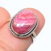 Кольцо из чистого серебра 925 пробы с натуральным родохрозитом ручной работы S.6 D8R75