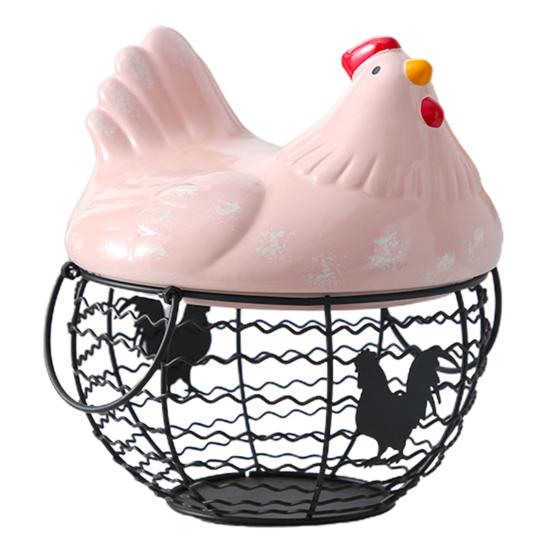 Корзина для хранения яиц с ручкой Большая вместительная нержавеющая, устойчивая к коррозии корзина для сбора яиц с полыми отверстиями