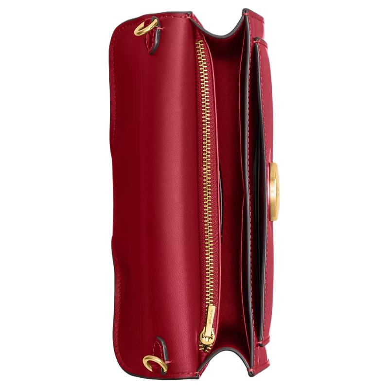 COACH Tabby 21 Metal Logo Snap Closure Leather Shoulder Crossbody Bag Small Women's Red