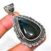 Bloodstone Gemstone 925 Silver Plated Handmade Jewelry Pendant 2.27"