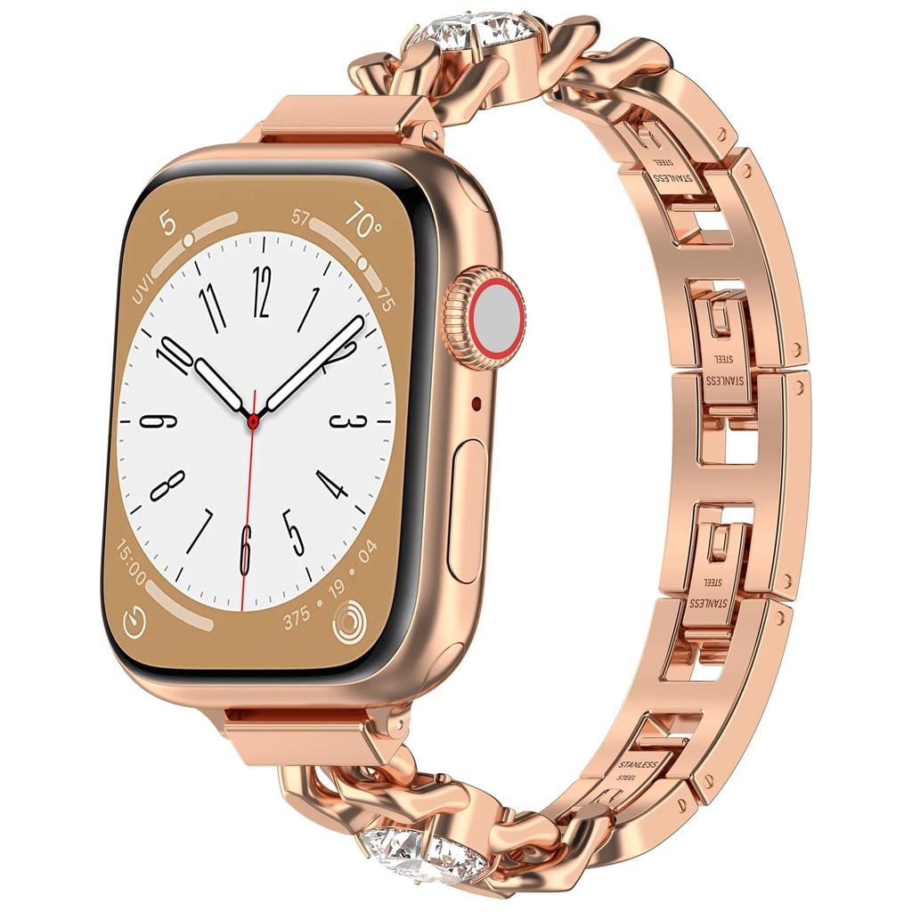 Ремешок из нержавеющей стали для Apple Watch Series Ultra 8 7 SE 6 5 4 3 Металлический браслет с бриллиантами для Iwatch 9 40 41 мм 42 44 мм 45 мм