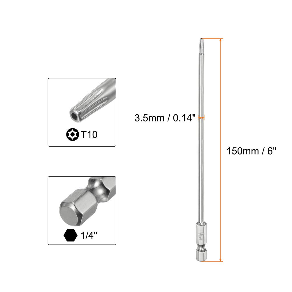 1/2/5 шт. Безопасное Torx Бито 1/4" Шестигранный Хвостовик 6" Длина T8//T10/T15/T20/T25/T27/T30/T40 Отвертка Torx Головка с Отверстием