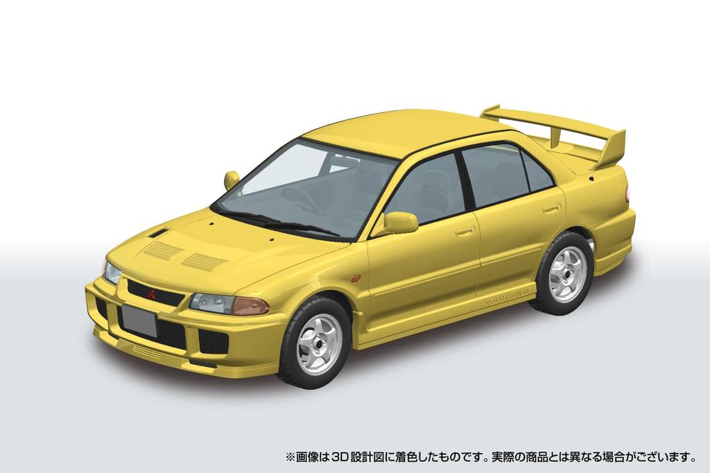 Aoshima Bunka Kyozai Scale Rakupla Snap Car CE9A Lancer GSR Evolution III 1995 Dandelion Yellow Plastic Model (AOSHIMA) 1/24 No. 04-DY Pre-Colored