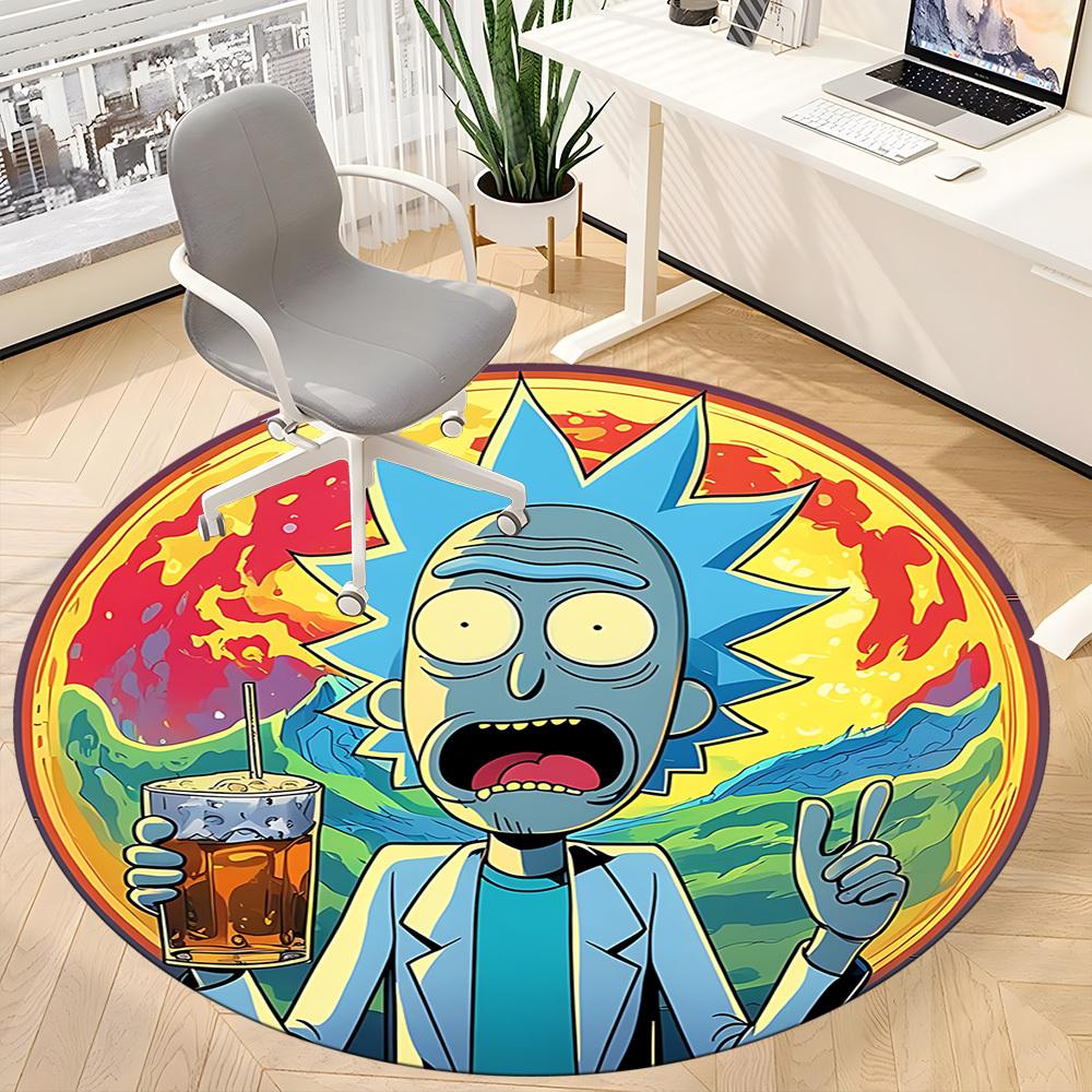 Rick and Morty Office Round Area Rug, Indoor Mat Suitable For Office,Bedroom Living Room Home Decor, Room Deco a0908176