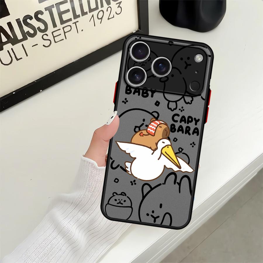 Чехол для iPhone 17 16 Pro Max 16e XS 13 Mini 14 17 Air 15 Plus 12 11 Задняя крышка телефона Мультяшная пара Гуси