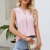 New Summer Women's V-Neck Vest Hole Hollow Sleeveless Pleated Top