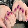 24Pcs Y2K Pink Star French Tip Fake Nails Medium Square Glitter Press On Nails DIY Manicure Set