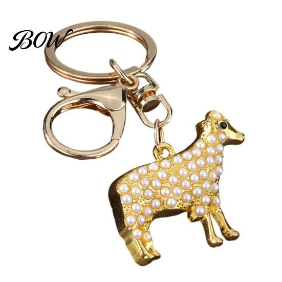 Alloy Keychains Faux Pearl Sheep Keychain, Zinc Lamb Car Key Ring Mini Holder, Handbags Backpacks Charm Decorative Accessory for Women Girls