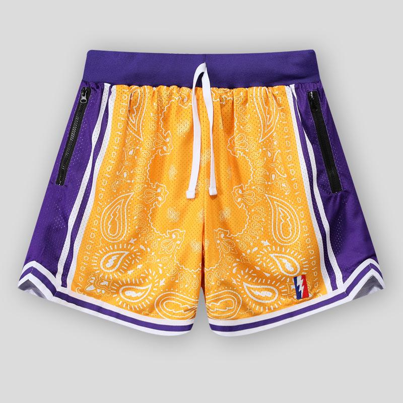 Unisex Retro Mesh Basketball Shorts - Breathable, Double-Layer, Above-Knee Casual Wear for Summer