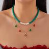 Christmas Santa Bell Pendant Necklace With Snowflake Decor For Holiday Fashion