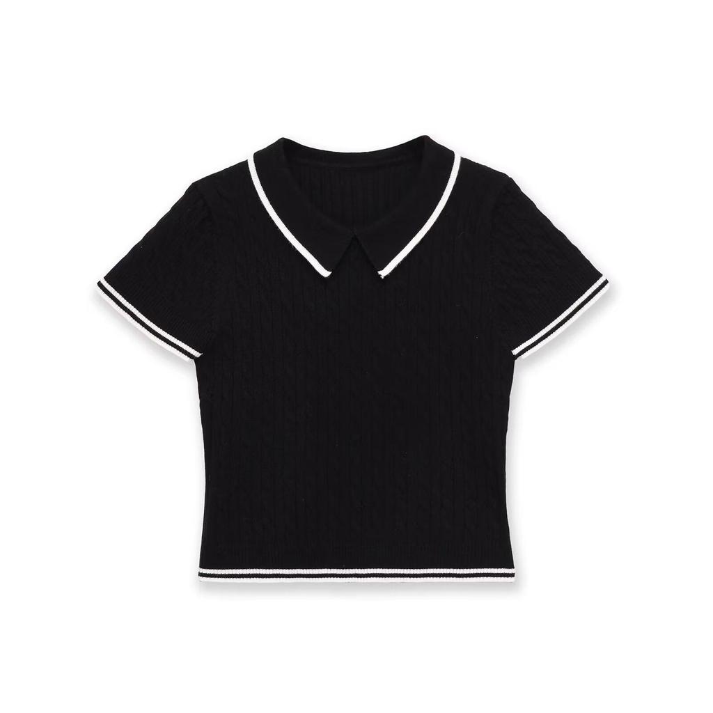 2026 Spring European & American Women's Cable Knit Short-Sleeved Sweater