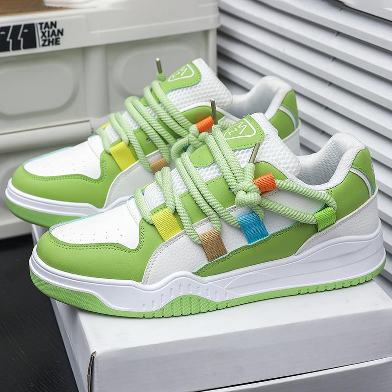 2024 Новые осенние и зимние спортивные кроссовки для отдыха на природе зеленого цвета с креативным дизайном шнуровки, многоцветные универсальные мужские туфли