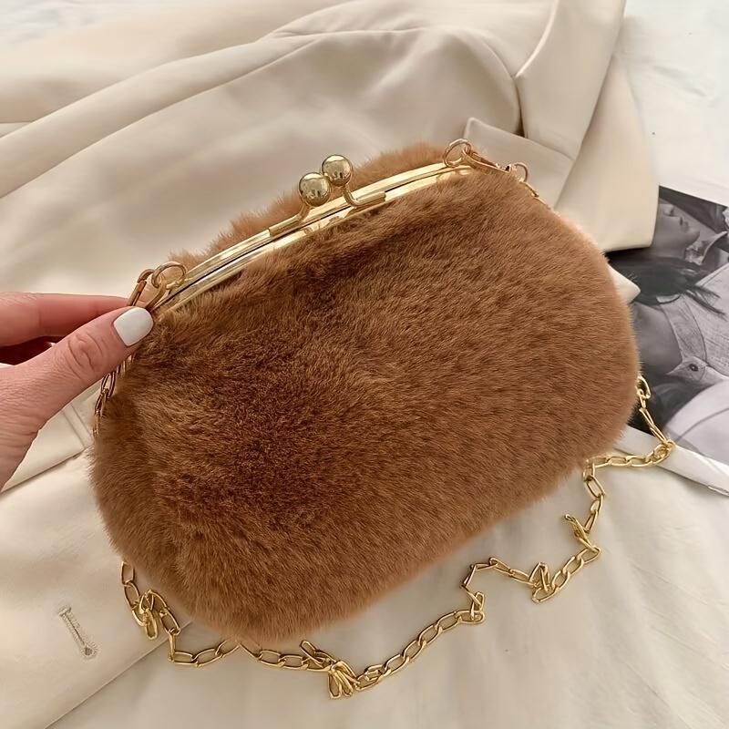 Женская сумка-клатч с клипсой, осенне-зимняя, плюшевый плечевой ремень, кошелек для монет, одинарная диагональная кроссбоди, универсальная сумка